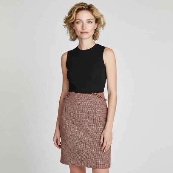 NEW Worth Red & Cream Tweed Skirt – Size 12 - Picture 1 of 6